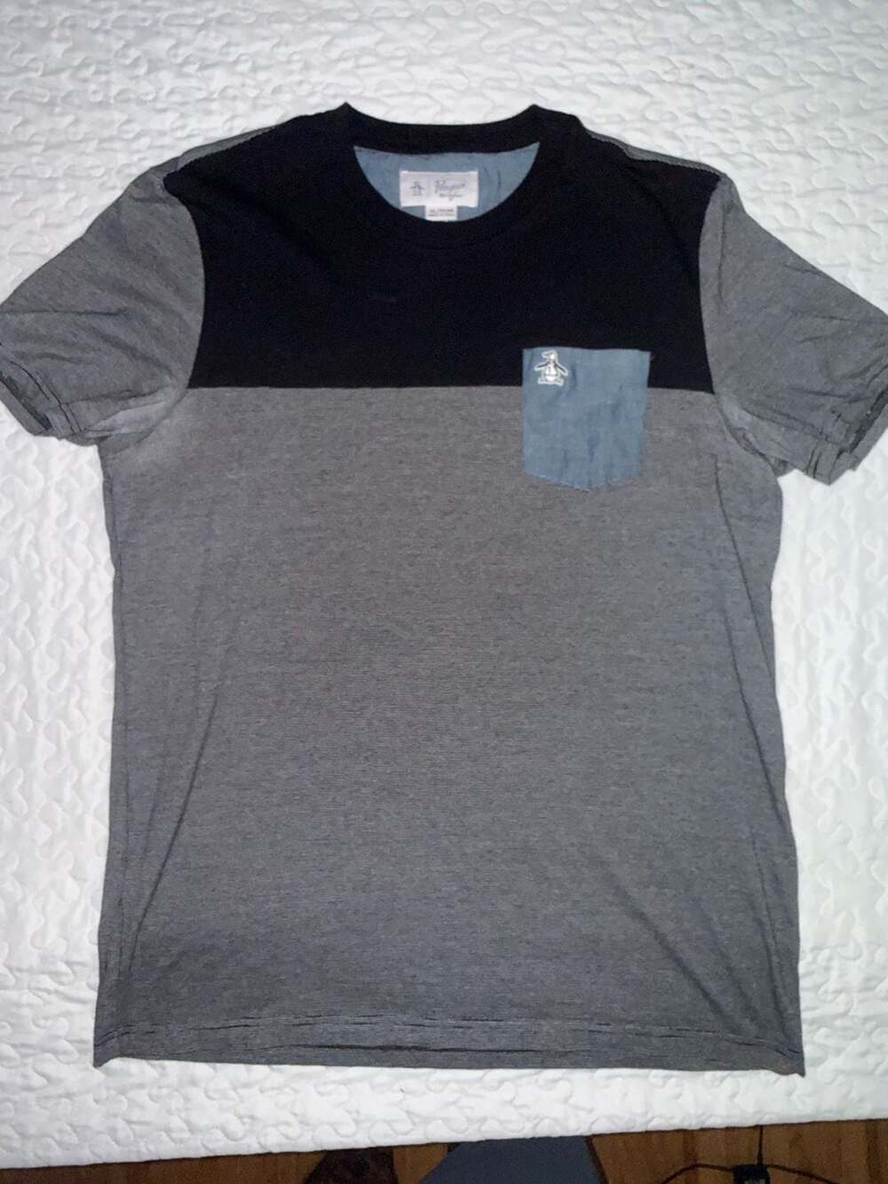 Original Penguin Pocket T-Shirt Size XL Gray Black